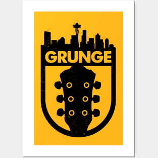 Grunge Music - Seattle Skyline Posters and Art